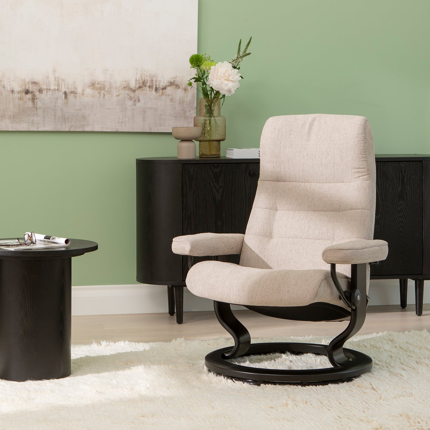 Stressless® Opal tuoli, jasmine beige, musta classic-jalka