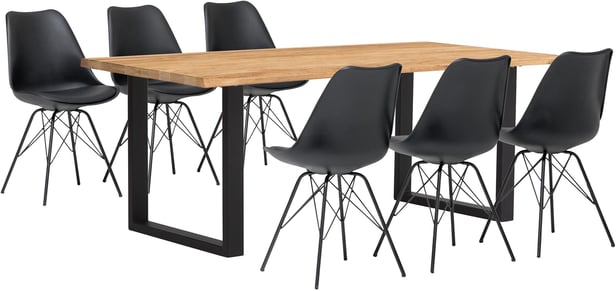 Estelle & Concept Black ruokailuryhmä 95x190 kuudelle öljytty tammi