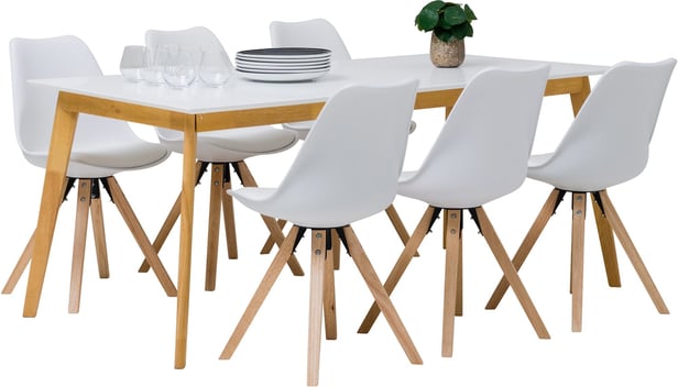 Visby & Concept Oak ruokaryhmä 90x180 kuudelle valkoinen