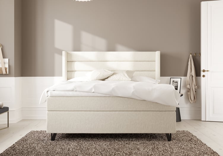 Wonderland VIP jenkkisänky 180x200 med/firm, luonnonvalkoinen, mustat Triago-jalat + Premium Latex petauspatja